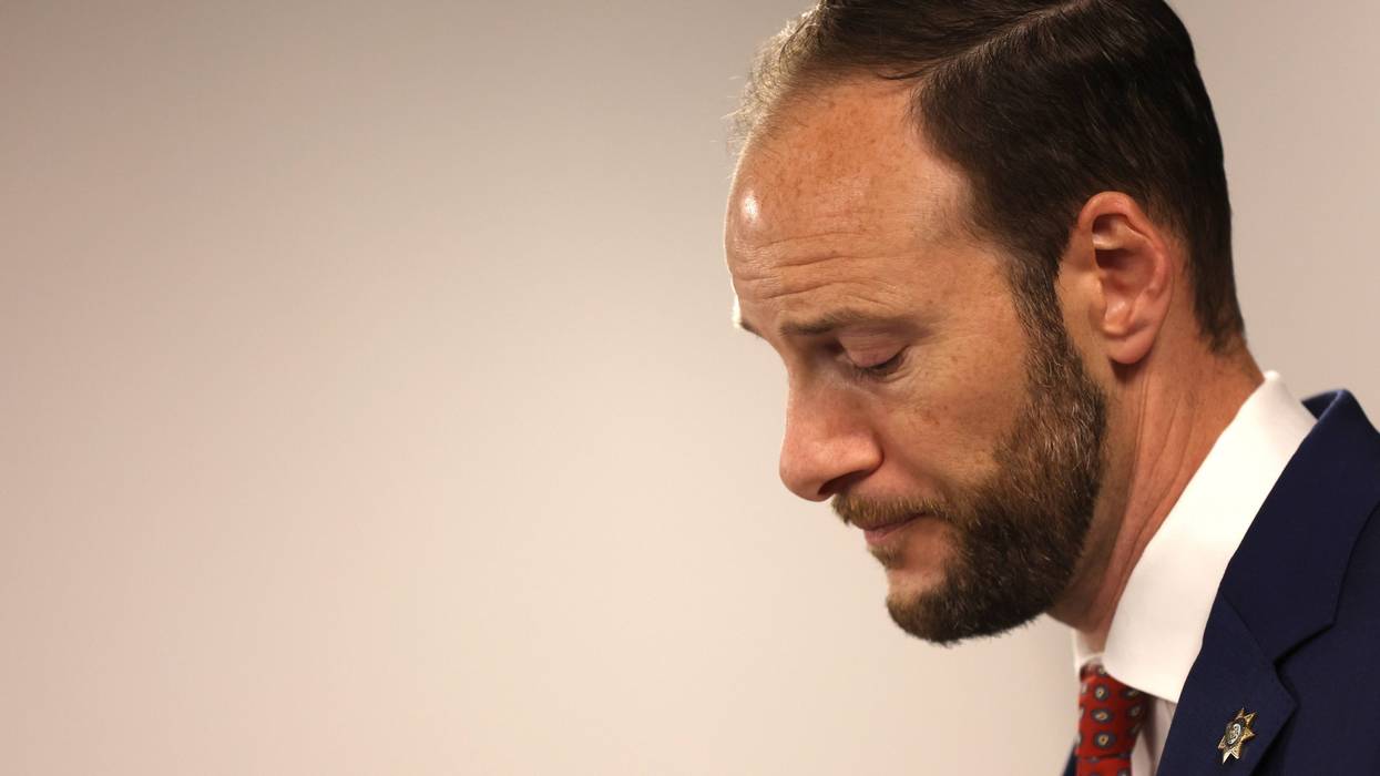 San Francisco District Attorney Chesa Boudin looks on during a news conference on May 10, 2022 in San Francisco, California.
