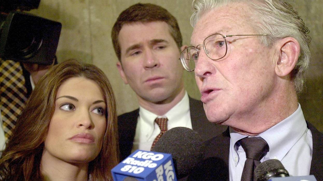 San Francisco District Attorney Terence Hallinan speaks to the press after the arraignment of Marjorie Knoller and Robert Noel for the dog mauling death of Diane Whipple March 29, 2001.