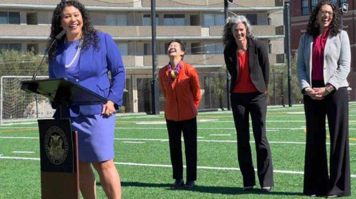 San Francisco Mayor London Breed introduces the new appointees to the school board, Ann Hsu, Lainie Motamedi, and Lisa Weissman-Ward on March 11, 2022.
