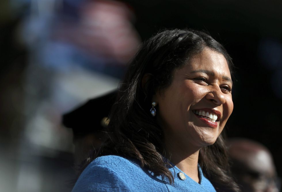San Francisco mayor London Breed speaks to Rosa Parks Elementary School students during the Great California Shakeout Earthquake Drill on October 17, 2019 in San Francisco, California.