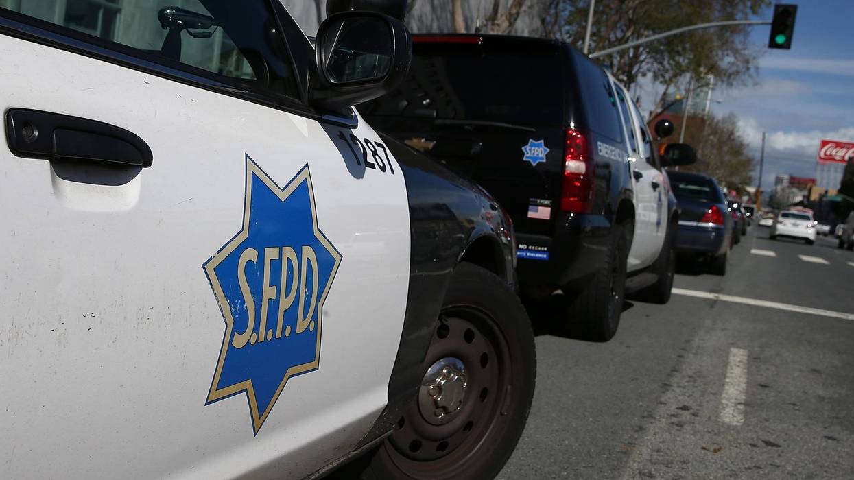 San Francisco police cars sit parked in front of the Hall of Justice on February 27, 2014 in San Francisco, California.
