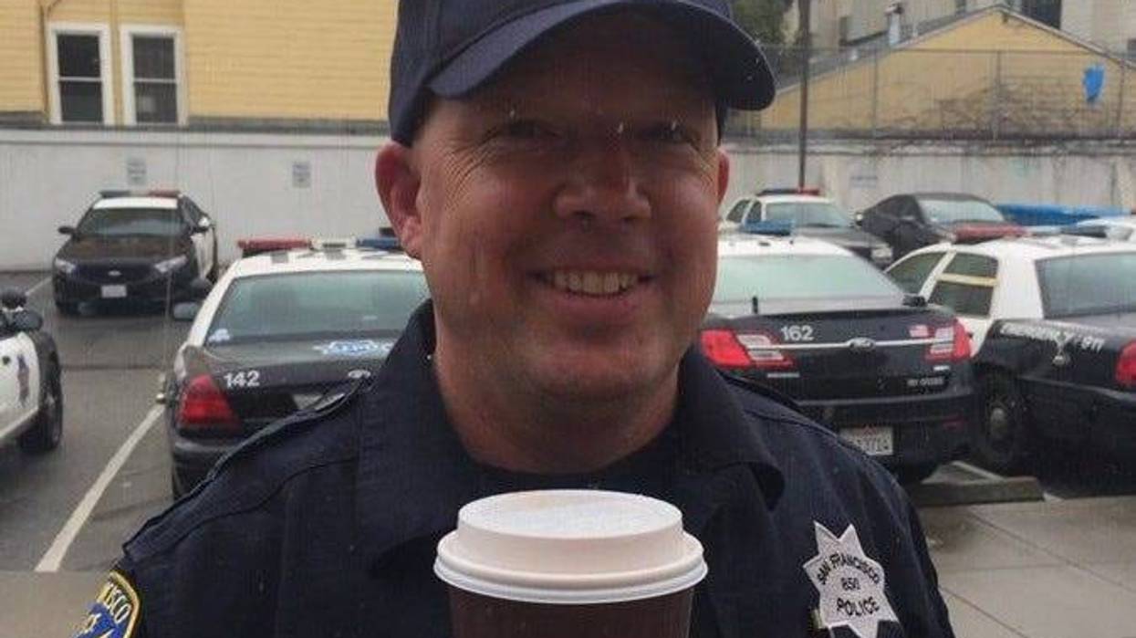 San Francisco Police Department Sgt. Davin Cole drinking a coffee on Feb. 4, 2017.