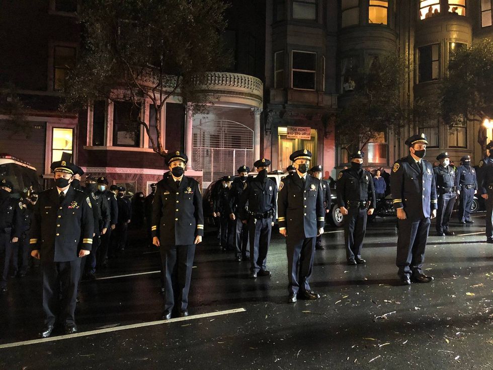 San Francisco police officers honor James Guelff, an officer killed in the line of duty 26 years ago.