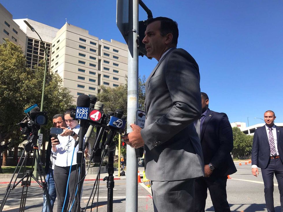 San Jose Mayor Sam Liccardo addresses the media on Wednesday.