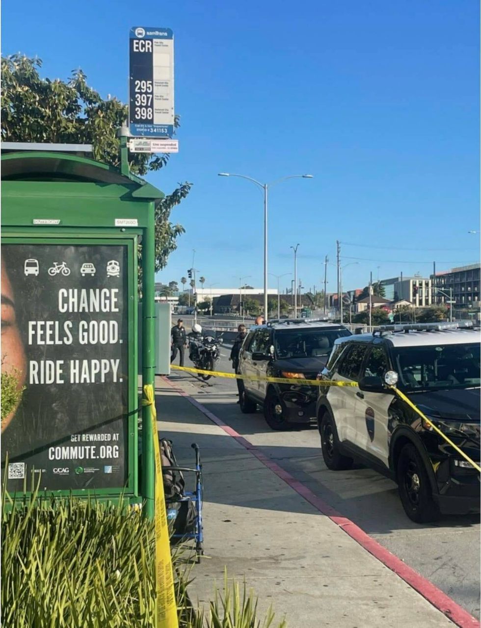 San Mateo police are conducting an investigation in connection with a “suspicious death” at a SamTrans bus stop Saturday morning.