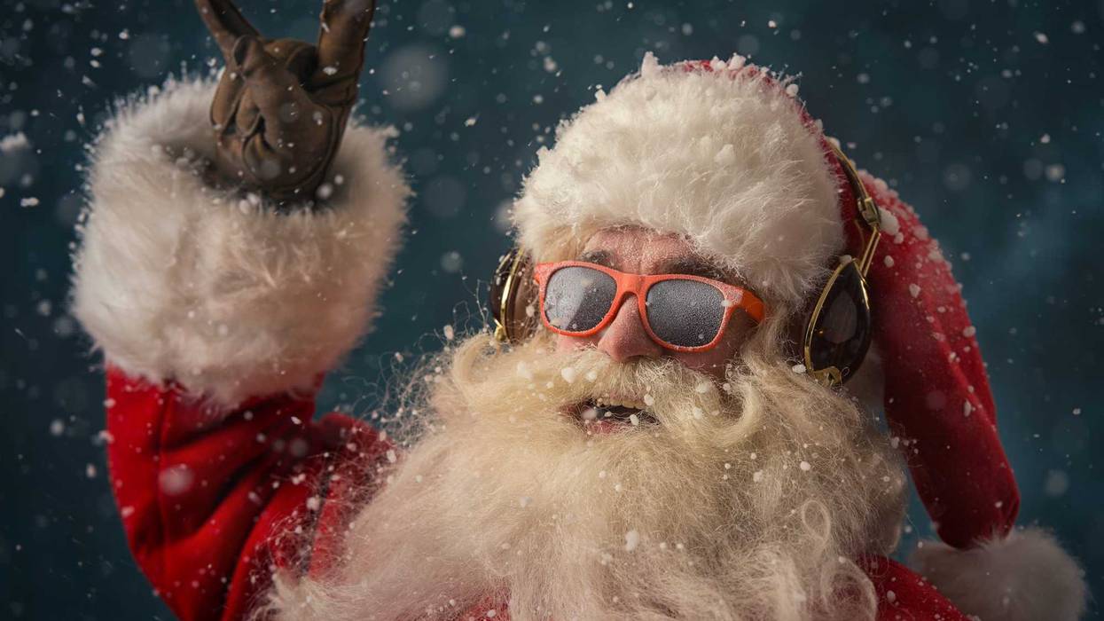 Santa Claus listening music