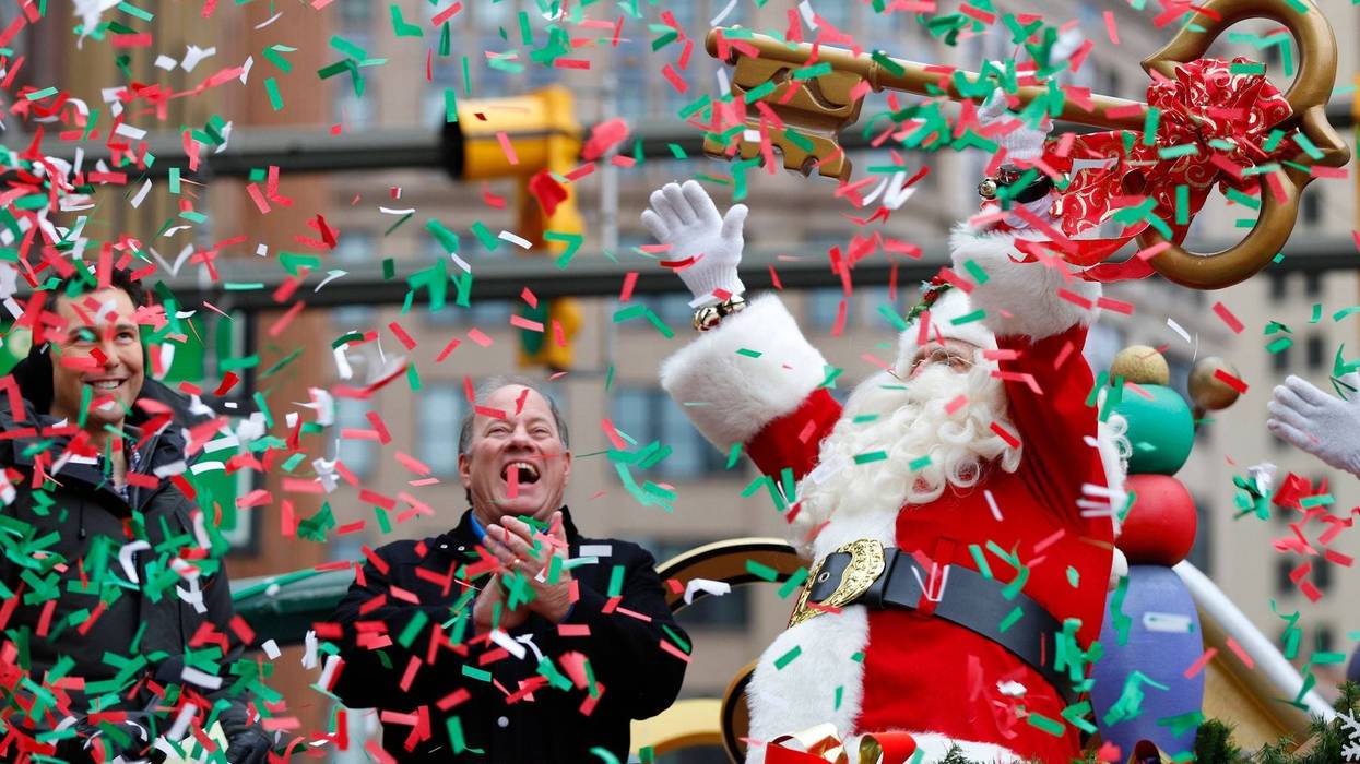 Santa getting the key to the city at America's Thanksgiving Parade in Detroit