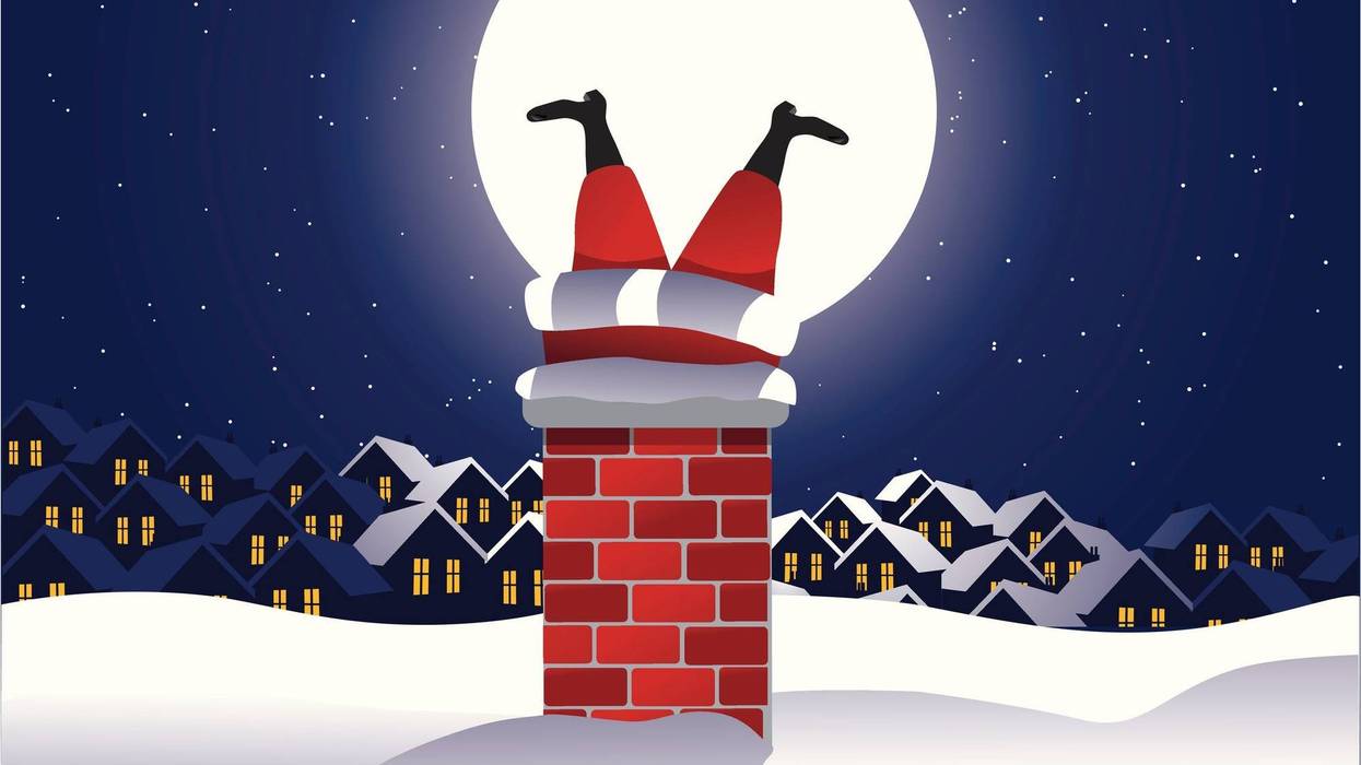 Santa going down a chimney