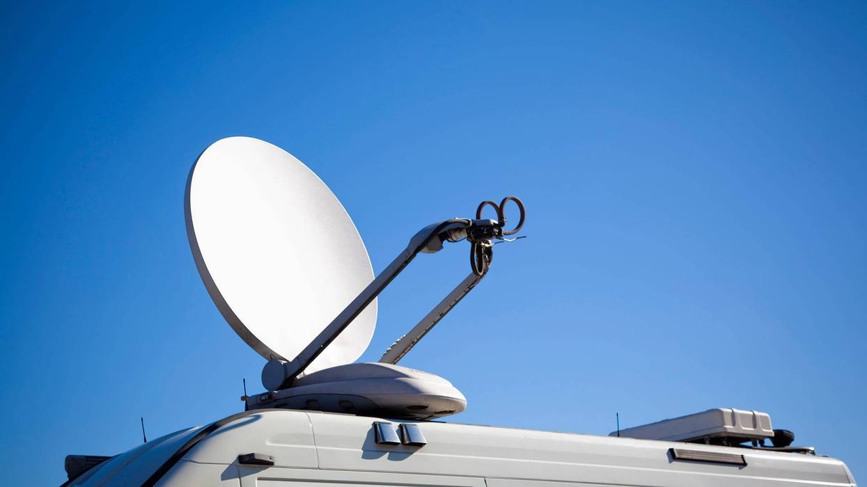 Satellite dish on car