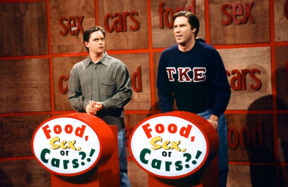 SATURDAY NIGHT LIVE -- Episode 17 -- Pictured: (l-r) Jim Breuer Brett Roberts, Will Ferrell as Kyle Richards during the