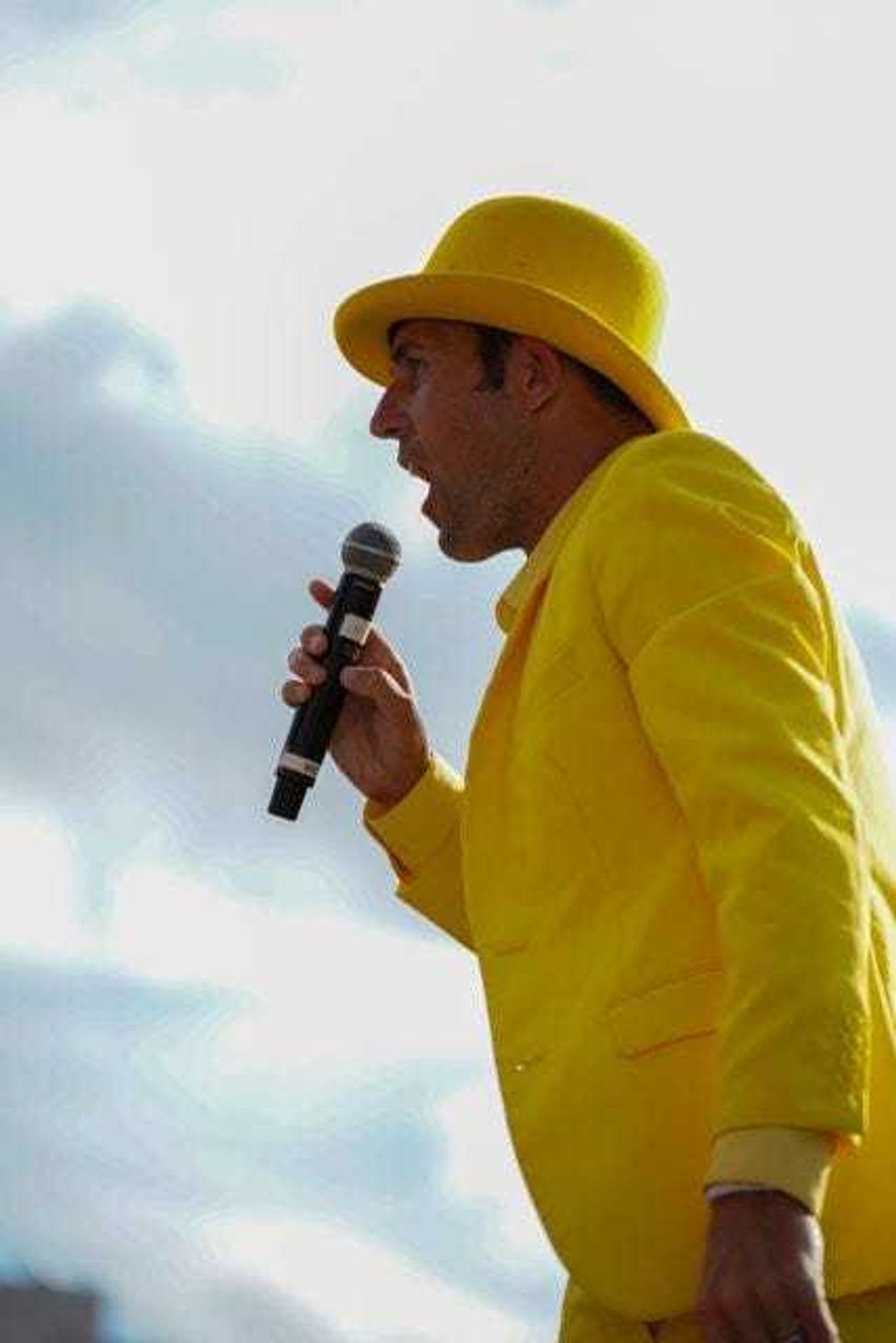 Savannah Banana owner and hype man Jesse Cole before their game at Dunkin