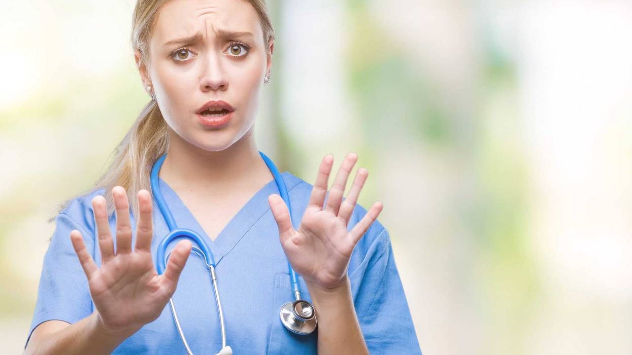 Scared medical worker