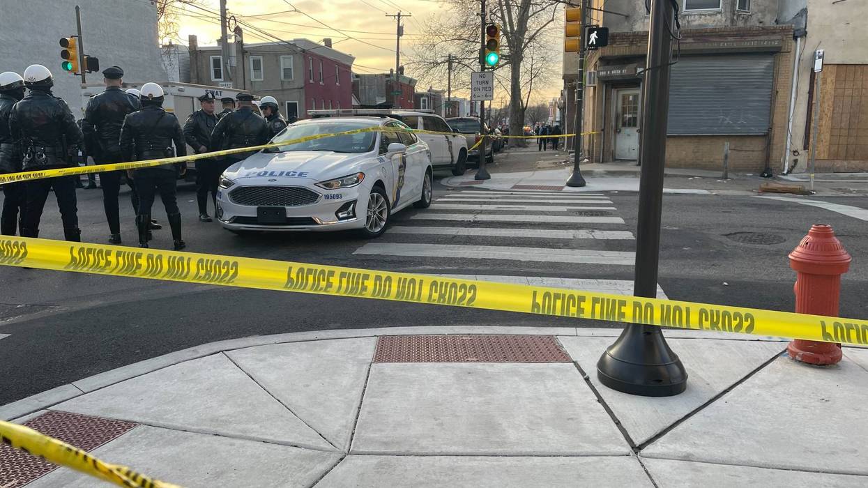 Scene in West Philadelphia where a police office was shot
