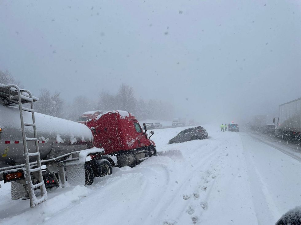 Scene of a crash on a slick US 131 in southwest Michigan