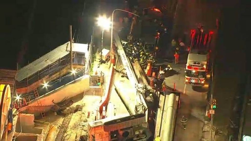 Scene of drill rig collapse in University City
