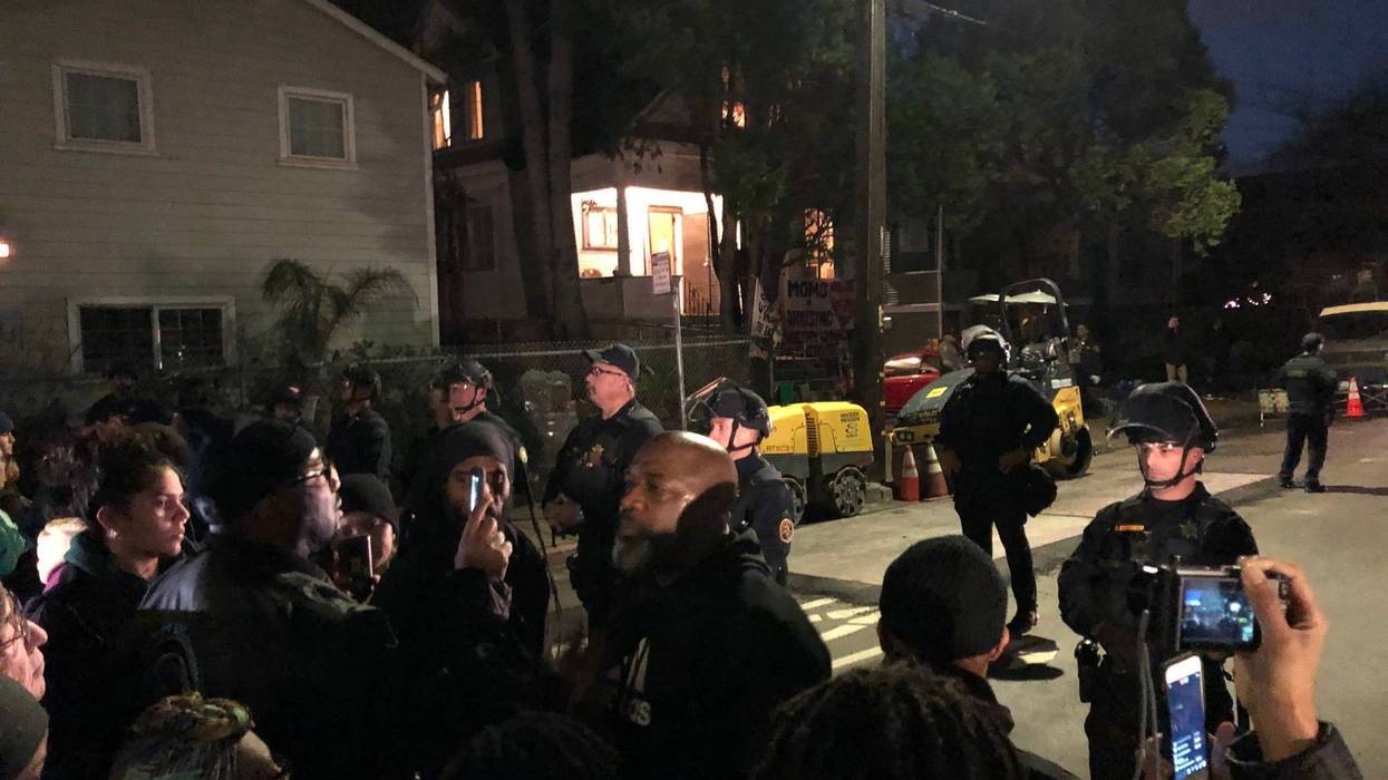 Scene outside West Oakland home where eviction order was served January 14, 2020