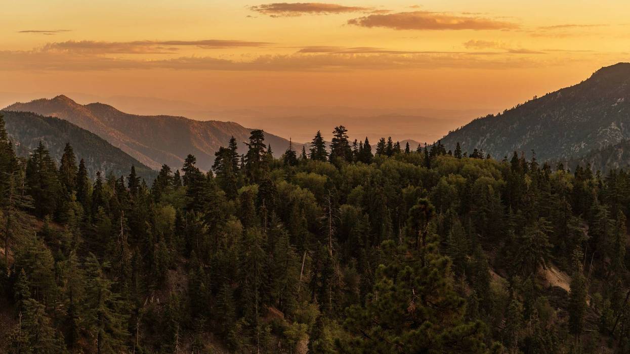 Scenic California San Bernardino National Forest Mountains at sunset.