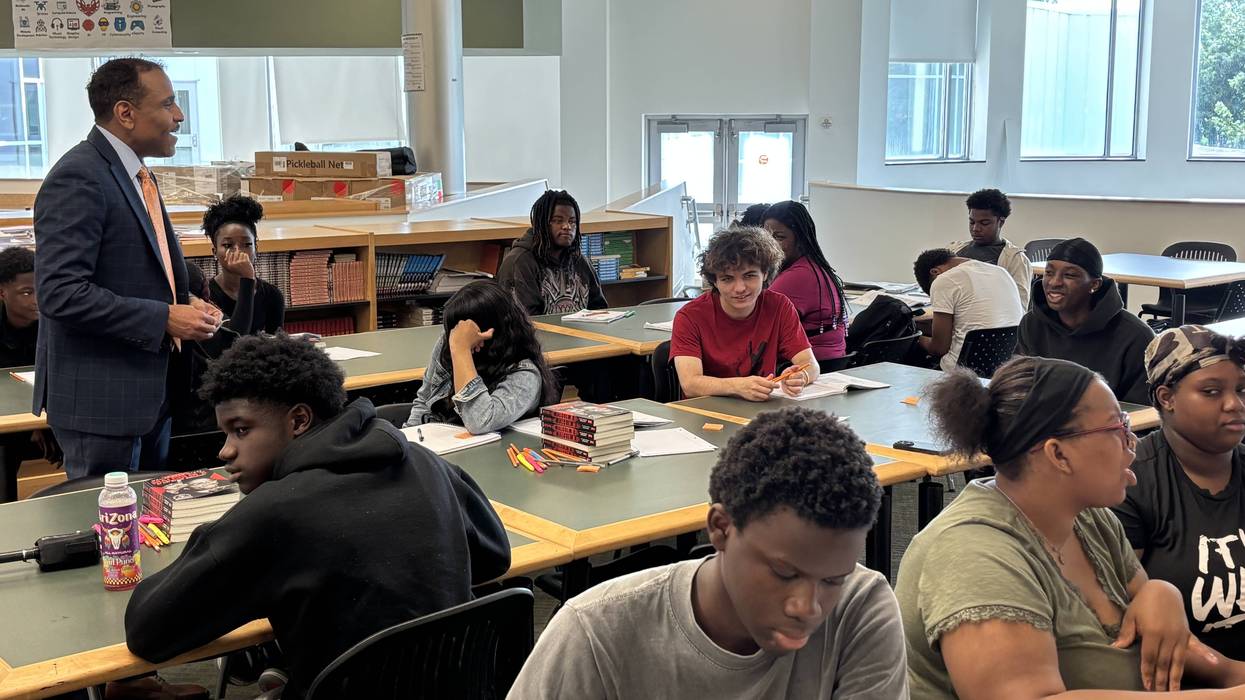 School District of Philadelphia Superintendent Tony Watlington visits students taking summer credit recovery courses at the School of the Future in Parkside.