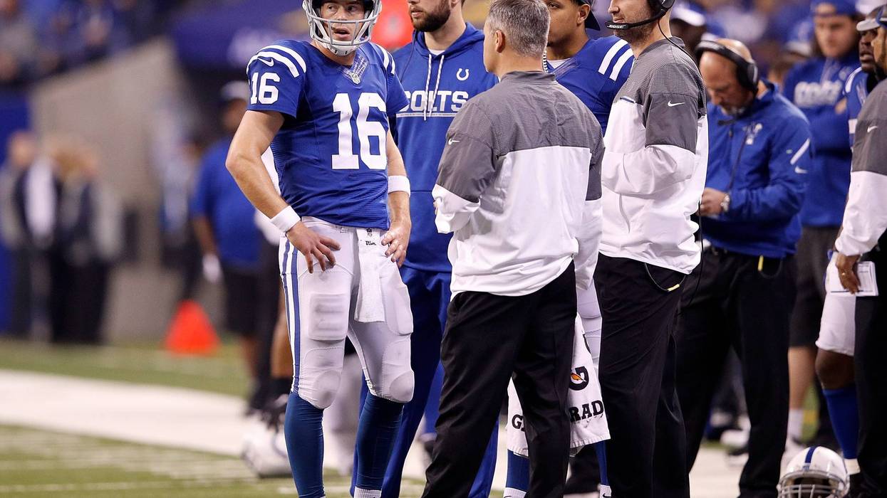Scott Tolzien talking on sidelines with Colts