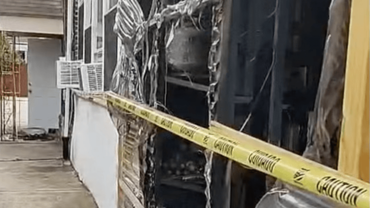 Screenshot from a video showing fire damage to the Northeast Philadelphia Islamic Center