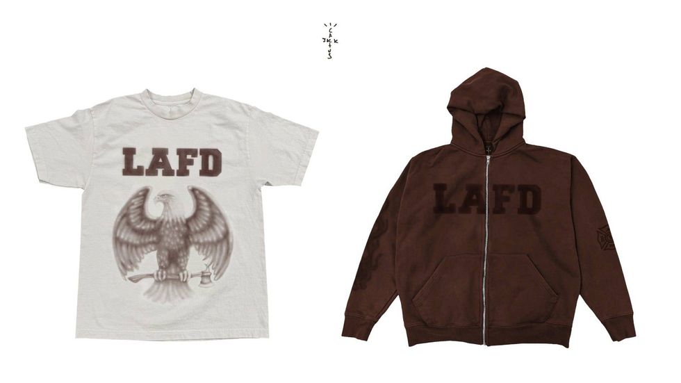 screenshot of Catctus Jack and Travis Scott LAFD merchandise of which 100% of the net proceeds will benefit Direct Relief’s California Wildfire Response Fund.