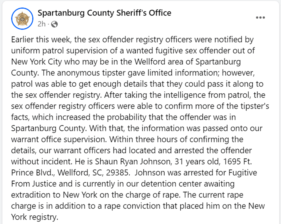 SCSO Facebook Page