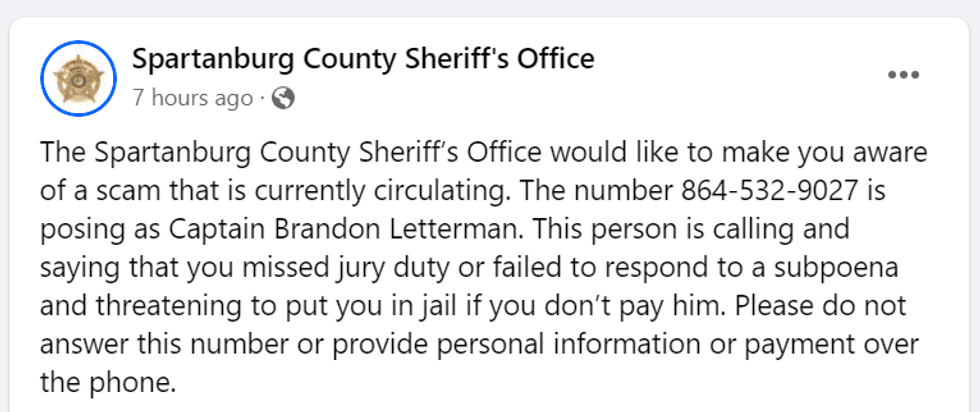 SCSO Facebook Page