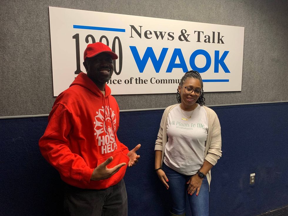Sean Garvey standing next to Lakeisha of PinkPothos to discuss supporting local businesses during the holidays