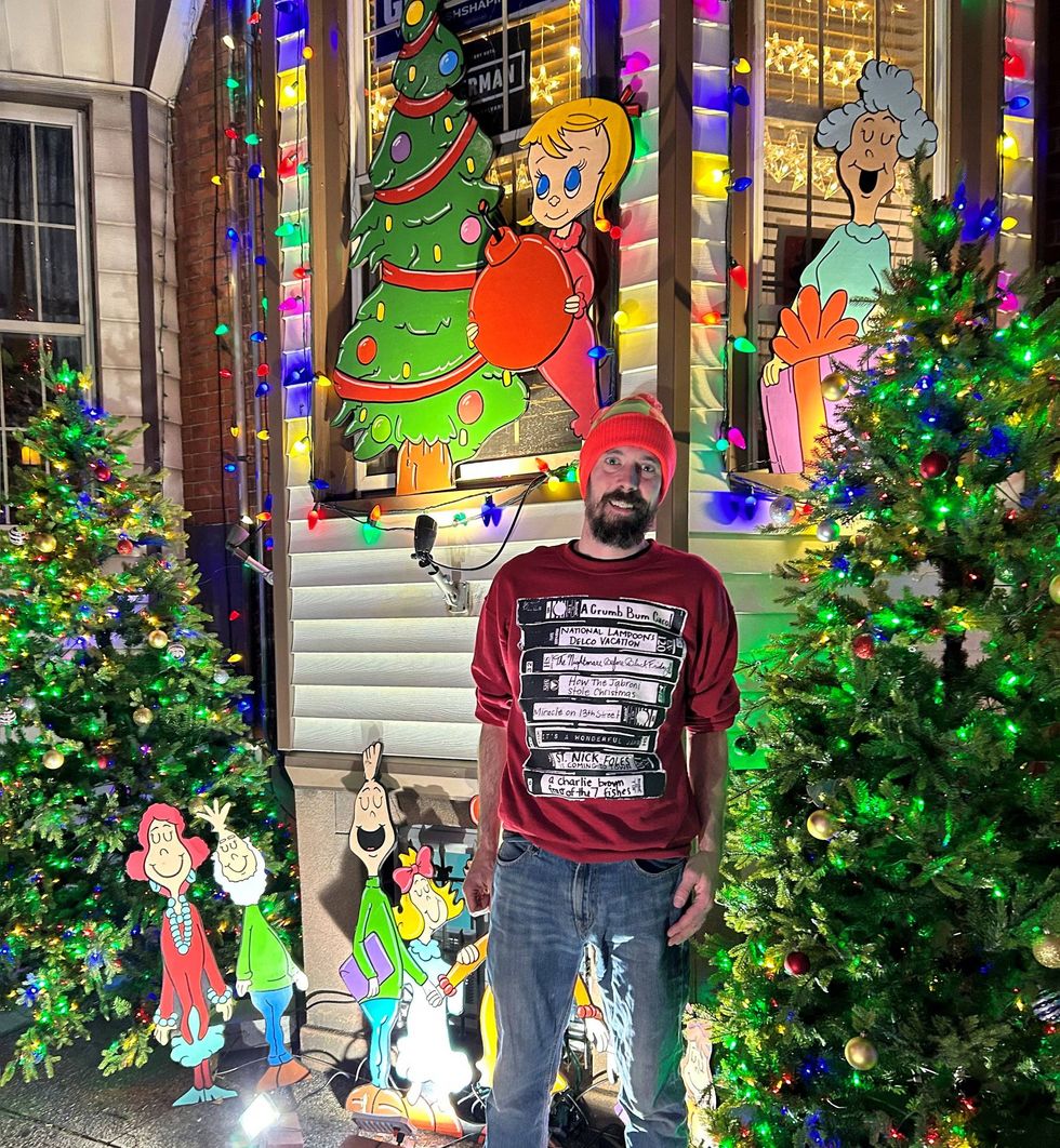 Sean, who helps put together the "Grinch" display on South 13th Street.