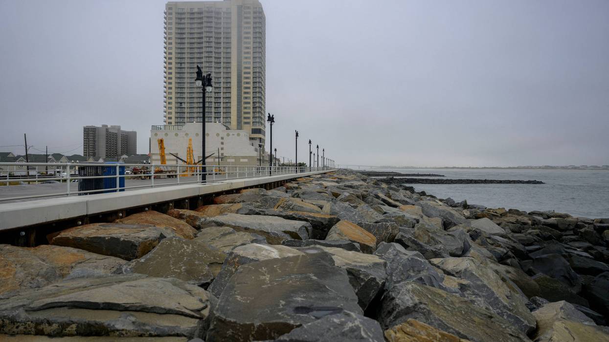 Seawall along the Atlantic City, New Jersey, boardwalk.