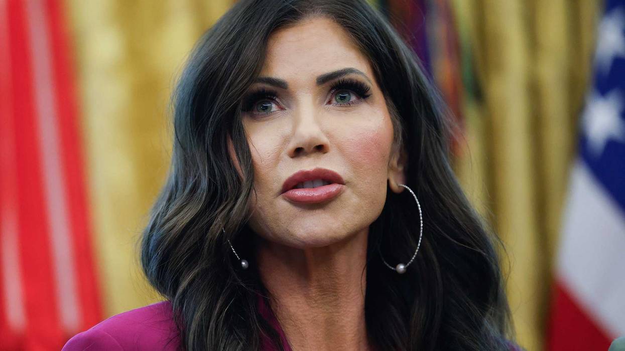 Secretary of Homeland Security Kristi Noem speaks during an event where U.S. President Donald Trump signed a Presidential Memorandum in the Oval Office on September 15, 2025 in Washington, DC.