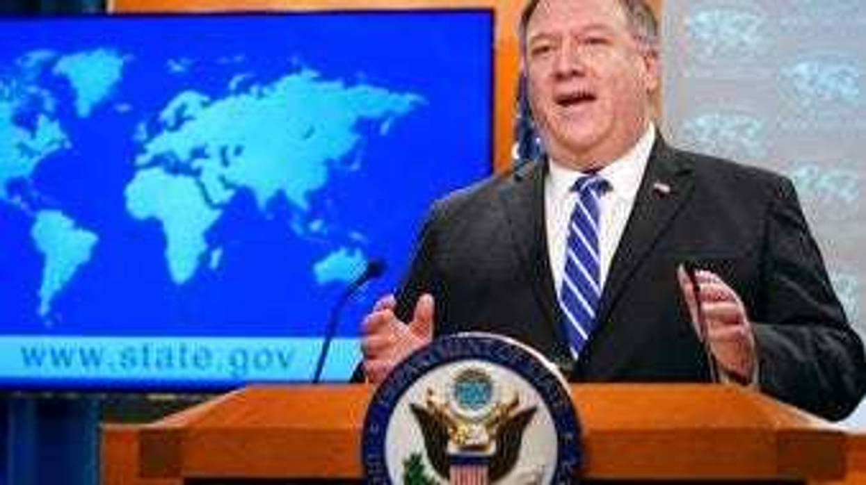 Secretary of State Mike Pompeo speaks about the coronavirus during news conference at the State Department in Washington on Wednesday, May 6, 2020. (Kevin Lamarque/Pool Photo via AP)