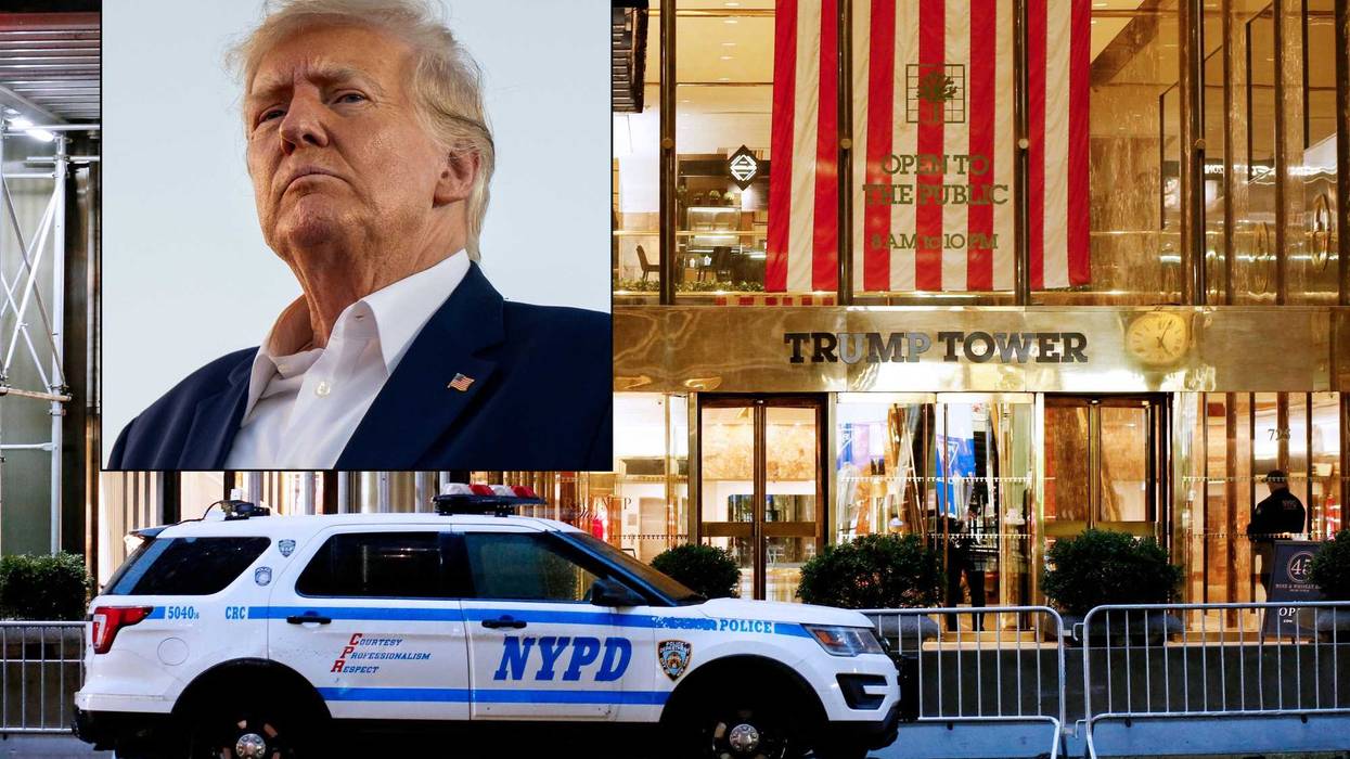 Security has been increased at Trump Tower after Donald Trump (inset) was indicted Thursday