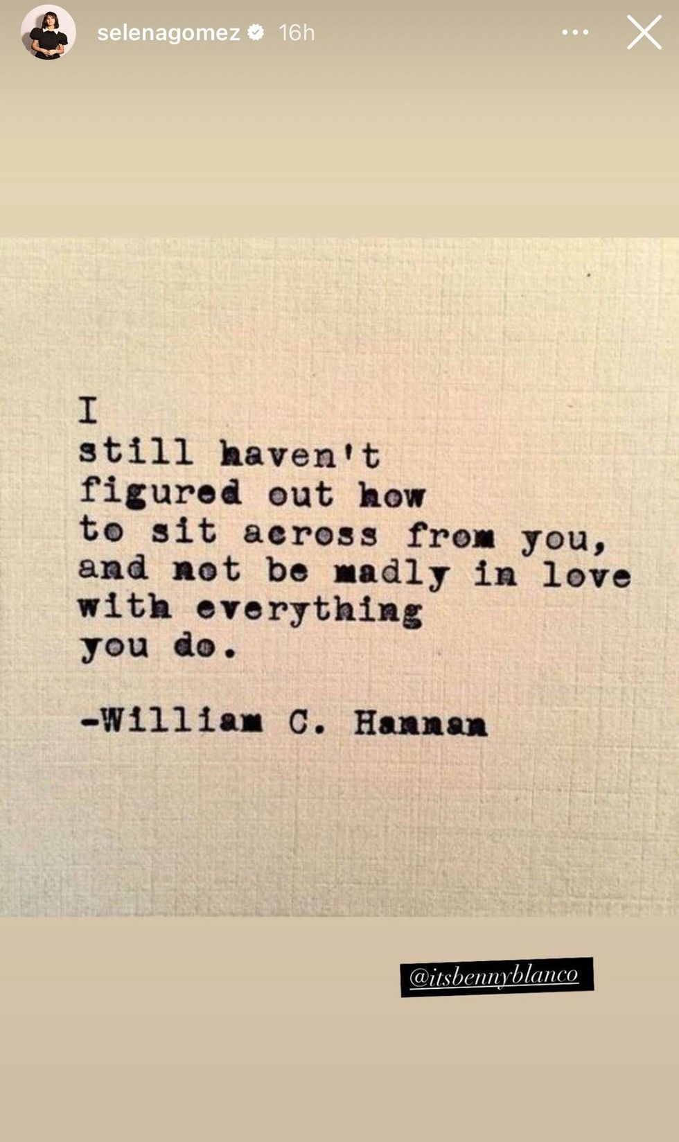 Selena Gomez IG story