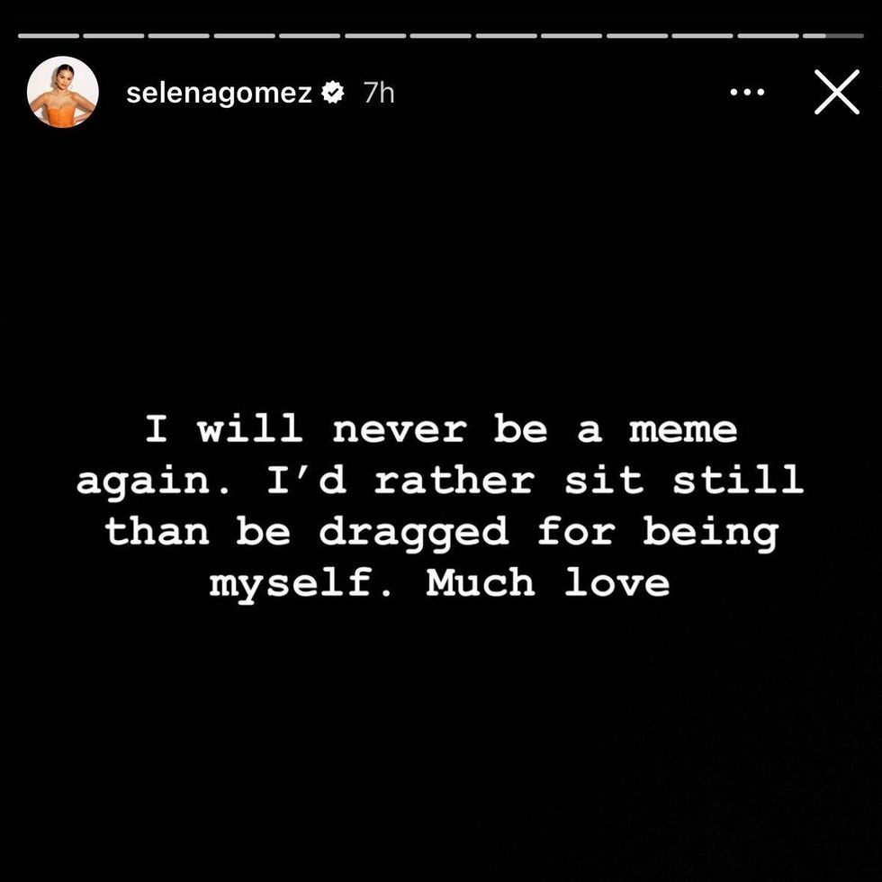 Selena Gomez IG story