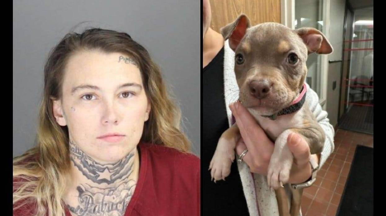 Selena Martin, left, and dog abandoned in dumpster
