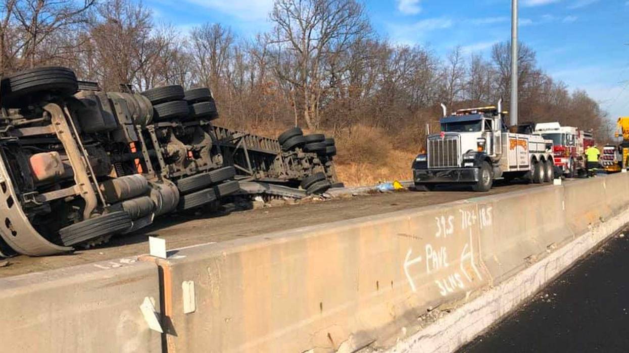 Semi rollover blocks I-80 lanes near New Lenox, prompts hazmat response