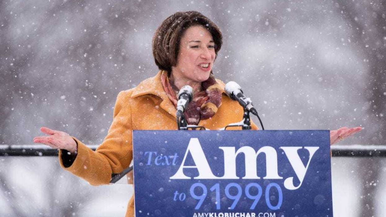 Sen. Amy Klobuchar (D-MN) announces her presidential bid in front of a crowd gathered at Boom Island Park on February 10, 2019 in Minneapolis, Minnesota.
