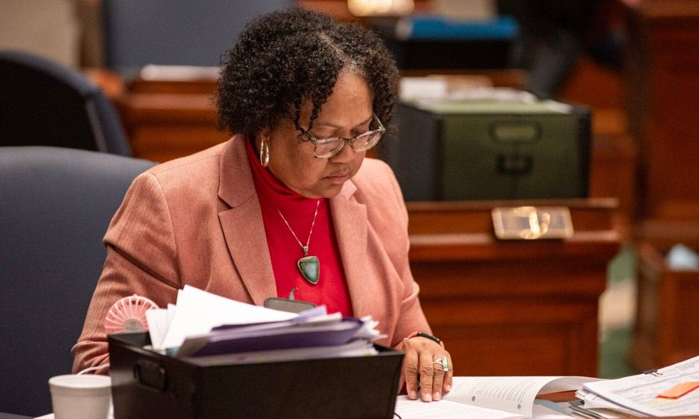 Sen. Barbara Washington, D-Kansas City, listens during Senate debate of an initiative petition bill on Feb. 12
