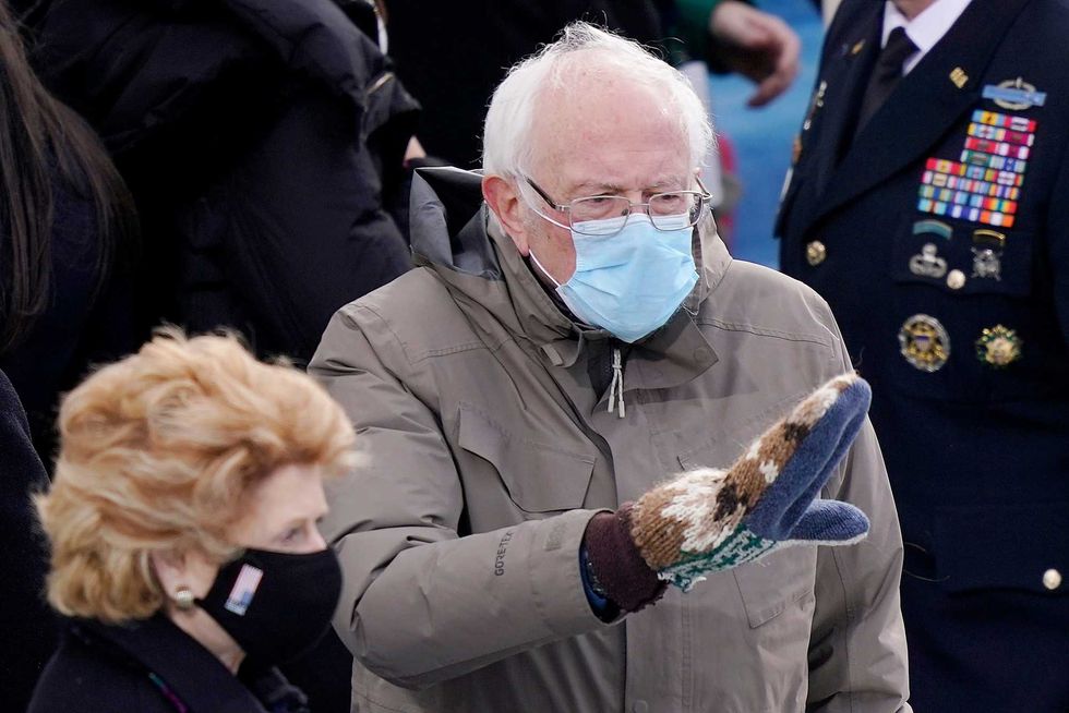 Sen. Bernie Sanders (I-VT) arrives at the inauguration of U.S. President-elect Joe Biden on the West Front of the U.S. Capitol on January 20, 2021 in Washington, DC. During today