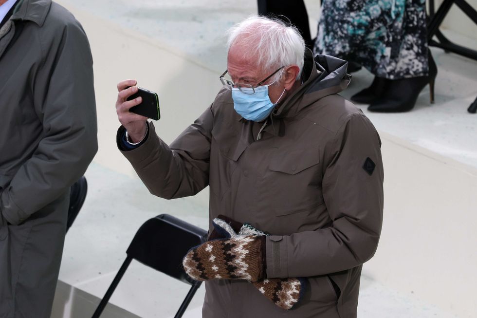 Sen. Bernie Sanders (I-VT) arrives at the inauguration of US President-elect Joe Biden on the West Front of the US Capitol on January 20, 2021 in Washington, DC. - During today