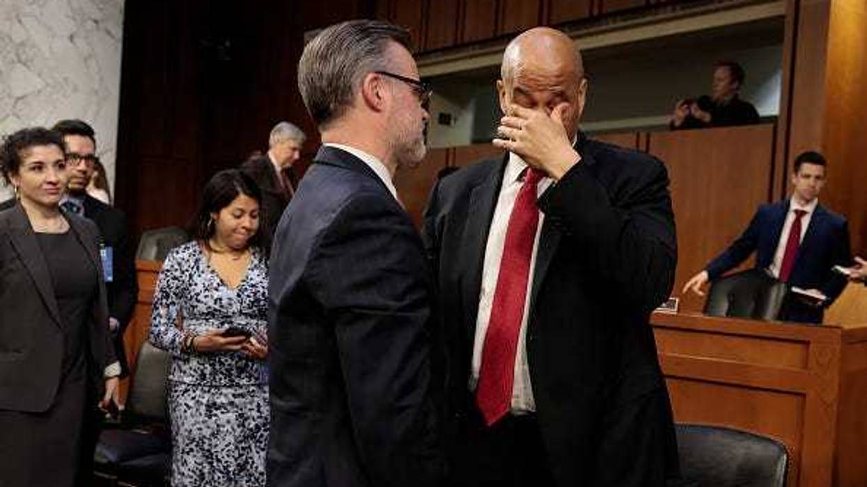 Sen. Cory Booker (R) (D-NJ) and Patrick Jackson, husband of Supreme Court nominee Judge Ketanji Brown Jackson.