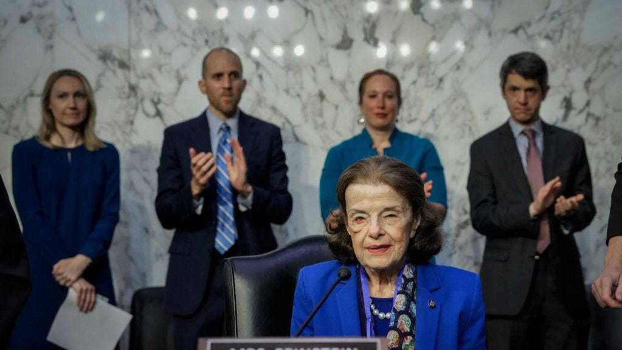 Sen. Dianne Feinstein (D-CA) arrives and takes her seat at a business hearing of the Senate Judiciary Committee on Capitol Hill May 11, 2023 in Washington, DC.