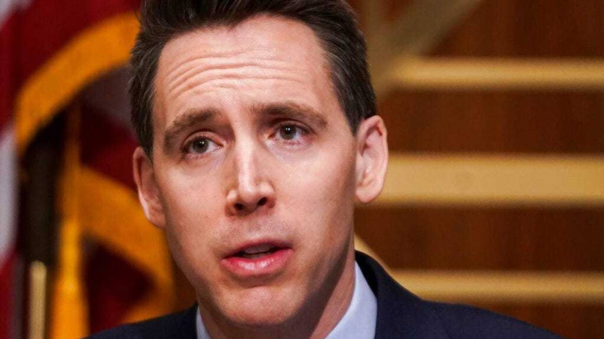 Sen. Josh Hawley, R-Mo., asks questions during a Senate Homeland Security & Governmental Affairs Committee hearing. (Greg Nash/Pool via AP)