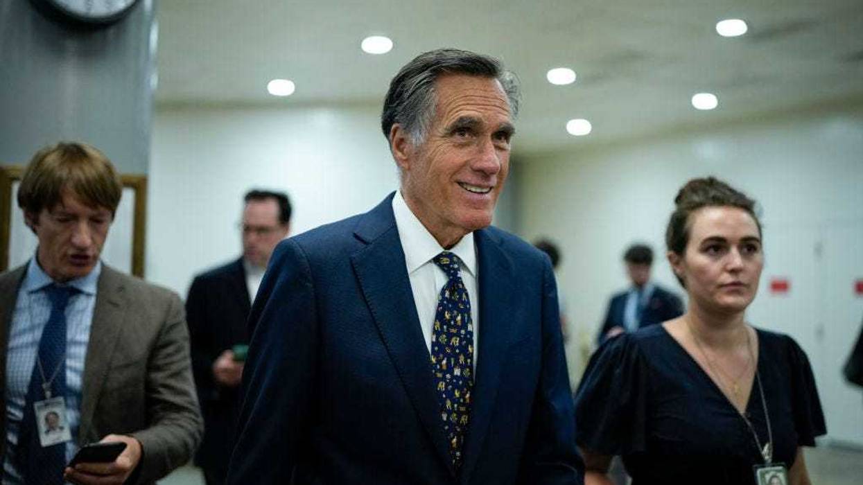 Sen. Mitt Romney (R-UT) walks through the Senate subway at the U.S. Capitol on September 11, 2023 in Washington, DC.