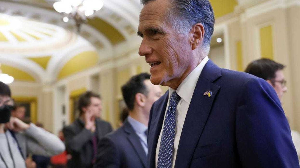 Sen. Mitt Romney (R-UT) walks to a vote in the Senate Chambers at the U.S. Capitol on February 07, 2024 in Washington, DC.