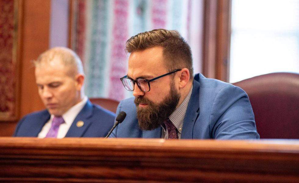 Sen. Nick Schroer, R-Defiance, expresses his concerns about public school bathrooms in the Senate Education and Workforce Development Committee meeting Tuesday