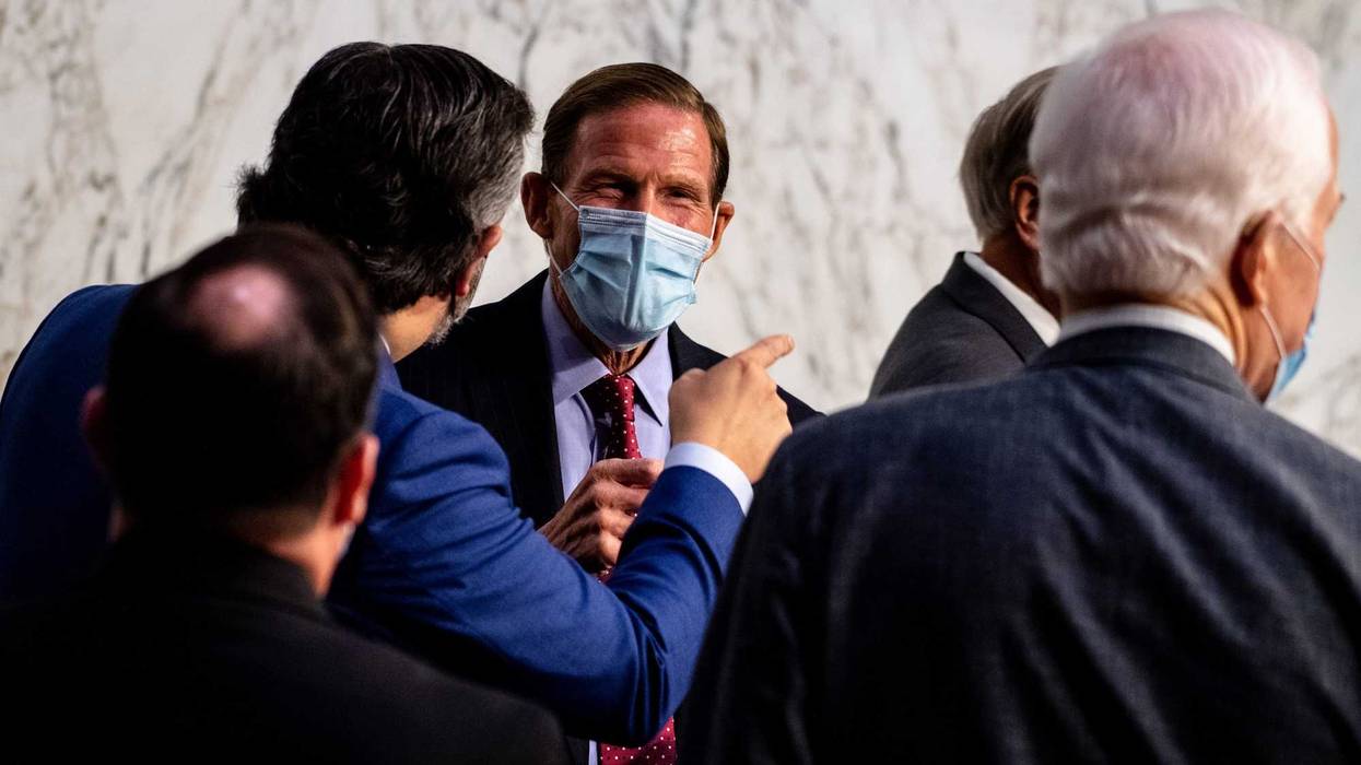 Sen. Richard Blumenthal (D/CT) in an exchange with Sen. Ted Cruz (R/TX), during a break in Senate Judiciary Committee confirmation hearings for Supreme Court nominee Amy Coney Barrett, 10/14/20.