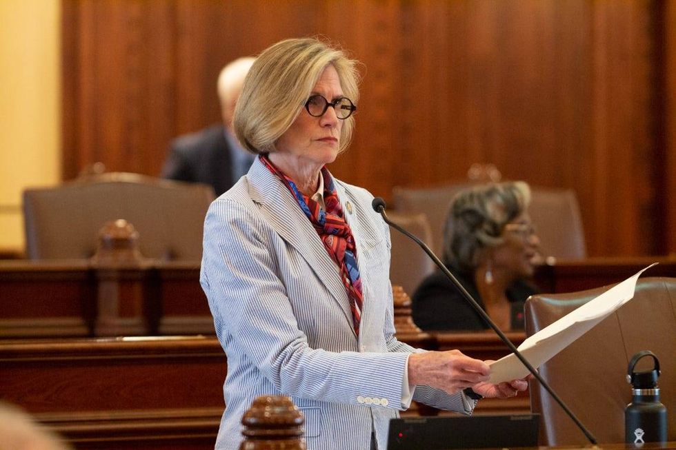 Sen. Suzy Glowiak Hilton, D-Western Springs, is pictured on the floor of the Illinois Senate on Wednesday, May 21.