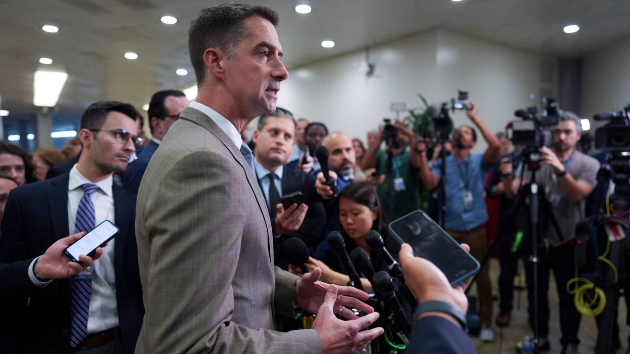 Sen. Tom Cotton, R-Ark., takes questions from reporters as senators depart a classified briefing on President Donald Trump's directed strikes on Iranian nuclear facilities last weekend, at the Capitol in Washington, Thursday, June 26, 2025.